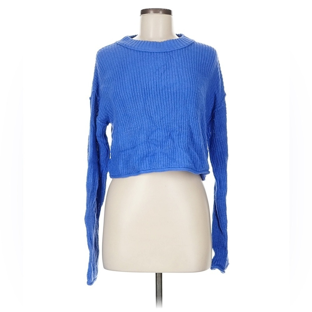 Wild Fable Vibrant Blue Knit Sweater Cropped